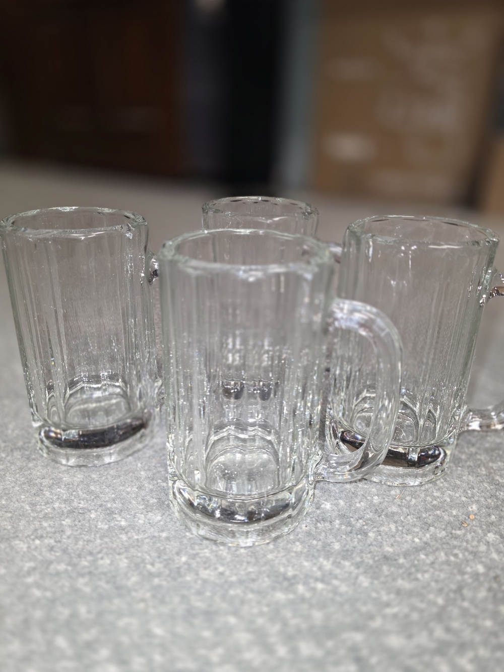 4 Vintage Libbey Clear Glass Beer Mugs